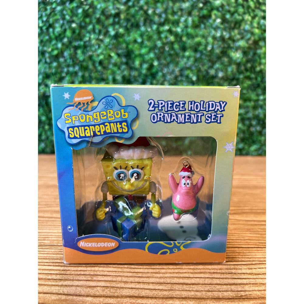 Vintage Spongebob Squarepants 2 Piece Holiday Ornament Set 2004 Christmas